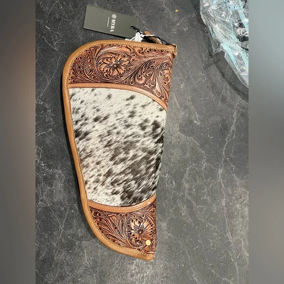 Leather and Hairon Pistol Case 15" NEW - Picture 2 of 3